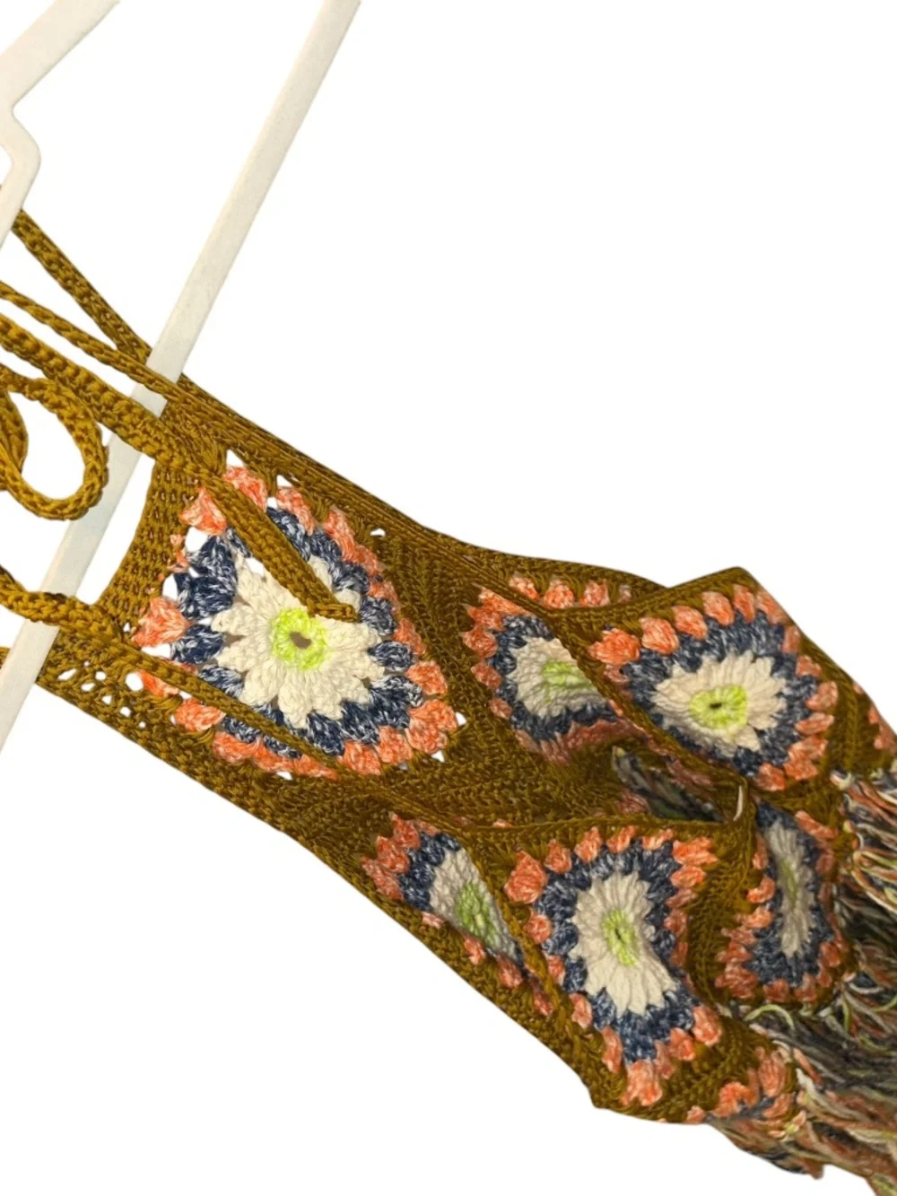 Free People Summer of Love NEW brown daisy crochet knit Festival Top M/L - Picture 6 of 6